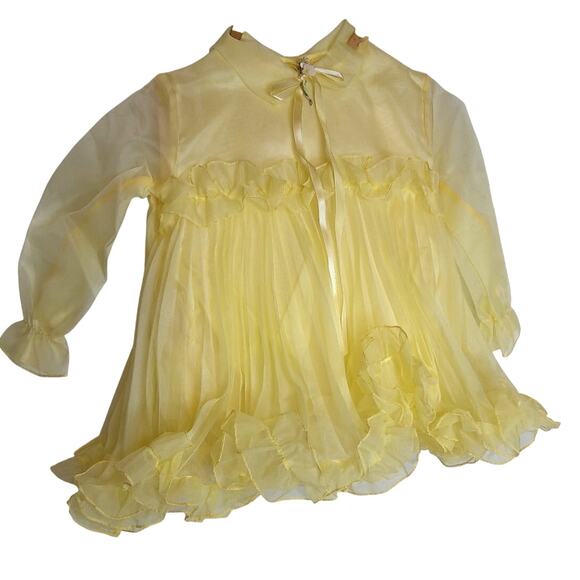 Vintage Jack Spiro Girls Butter Yellow Ruffle Party Dress Size 3T New - Picture 7 of 8